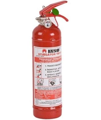 INSP Stingător auto cu pulbere, model P1M, 1 kg, echipat cu manometru